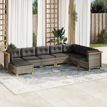 Set de sofás de jardín 8 pzas y cojines ratán sintético gris by vidaXL, Garden sets - Ref: Foro24-3261954, Price: 608,80 €, D...