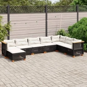 Set de sofás de jardín 8 piezas y cojines ratán sintético negro by vidaXL, Garden sets - Ref: Foro24-3261956, Price: 640,62 €...