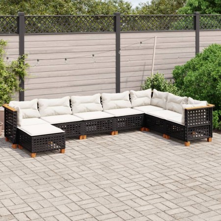 Set de sofás de jardín 8 piezas y cojines ratán sintético negro by vidaXL, Garden sets - Ref: Foro24-3261956, Price: 606,06 €...