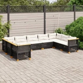 8-teiliges Gartensofa-Set und Kissen aus schwarzem Kunststoff-Rattan. von vidaXL, Gartensets - Ref: Foro24-3261980, Preis: 65...