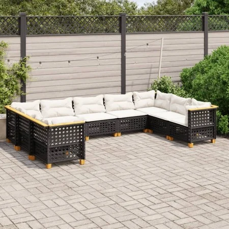 8-teiliges Gartensofa-Set und Kissen aus schwarzem Kunststoff-Rattan. von vidaXL, Gartensets - Ref: Foro24-3261980, Preis: 66...