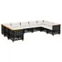 8-teiliges Gartensofa-Set und Kissen aus schwarzem Kunststoff-Rattan. von vidaXL, Gartensets - Ref: Foro24-3261980, Preis: 66...
