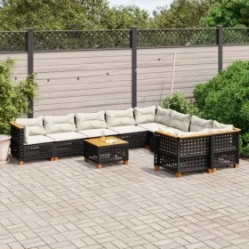 Set de sofás de jardín 10 pzas cojines ratán sintético negro by vidaXL, Garden sets - Ref: Foro24-3262010, Price: 716,07 €, D...
