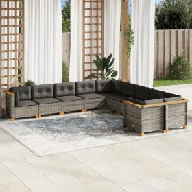 Gartensofa-Set, 10-teilig, mit grauen Polstern aus synthetischem Rattan von vidaXL, Gartensets - Ref: Foro24-3262044, Preis: ...