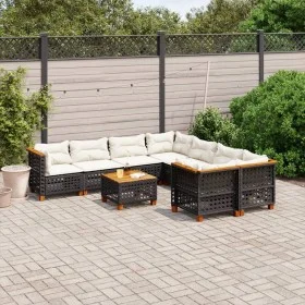 Set de sofás de jardín 8 piezas y cojines ratán sintético negro by vidaXL, Garden sets - Ref: Foro24-3261776, Price: 635,65 €...