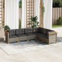 Set de muebles de jardín 6 pzas y cojines ratán sintético gris