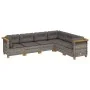 Set de muebles de jardín 6 pzas y cojines ratán sintético gris de vidaXL, Conjuntos de jardín - Ref: Foro24-3261858, Precio: ...
