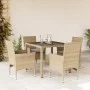 Set comedor jardín 5 pzas cojines ratán sintético vidrio beige by vidaXL, Garden sets - Ref: Foro24-3278562, Price: 354,70 €,...