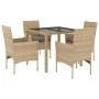 Set comedor jardín 5 pzas cojines ratán sintético vidrio beige by vidaXL, Garden sets - Ref: Foro24-3278562, Price: 354,70 €,...