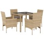 Set comedor jardín 5 pzas cojines ratán sintético vidrio beige by vidaXL, Garden sets - Ref: Foro24-3278562, Price: 322,56 €,...