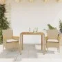 3-teiliges Gartenspeiseset mit PE-Rattan-Akazie-Beige-Kissen. von vidaXL, Gartensets - Ref: Foro24-3278639, Preis: 247,71 €, ...