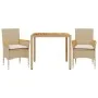 3-teiliges Gartenspeiseset mit PE-Rattan-Akazie-Beige-Kissen. von vidaXL, Gartensets - Ref: Foro24-3278639, Preis: 247,71 €, ...