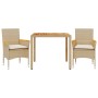 Set de comedor jardín 3 pzas con cojines ratán PE acacia beige by vidaXL, Garden sets - Ref: Foro24-3278639, Price: 242,16 €,...