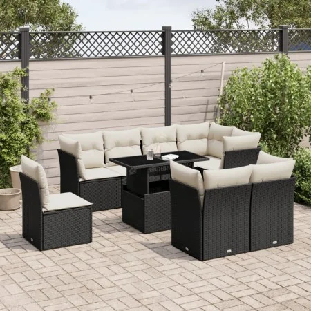 Set de sofás de jardín 8 piezas y cojines ratán sintético negro by vidaXL, Garden sets - Ref: Foro24-3266726, Price: 608,17 €...