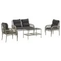 Gartensofagarnitur 4-teilig mit grauen Polstern aus synthetischem Rattan von vidaXL, Gartensets - Ref: Foro24-368732, Preis: ...