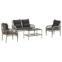Gartensofagarnitur 4-teilig mit grauen Polstern aus synthetischem Rattan von vidaXL, Gartensets - Ref: Foro24-368732, Preis: ...