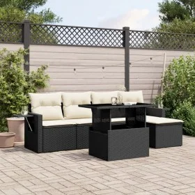 6-teiliges Gartensofa-Set und Kissen aus schwarzem Kunststoff-Rattan. von vidaXL, Gartensets - Ref: Foro24-3267866, Preis: 39...