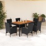 Set de comedor jardín 7 pzas con cojines ratán PE acacia negro by vidaXL, Garden sets - Ref: Foro24-3278666, Price: 505,93 €,...