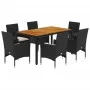 Set de comedor jardín 7 pzas con cojines ratán PE acacia negro by vidaXL, Garden sets - Ref: Foro24-3278666, Price: 525,13 €,...