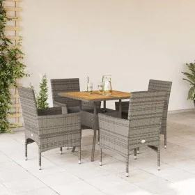 5-teiliges Garten-Esszimmer-Set mit grauen PE-Rattan-Akazienkissen. von vidaXL, Gartensets - Ref: Foro24-3278714, Preis: 334,...