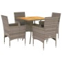 Set de comedor jardín 5 pzas con cojines ratán PE acacia gris by vidaXL, Garden sets - Ref: Foro24-3278714, Price: 308,77 €, ...