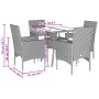 Set de comedor jardín 5 pzas con cojines ratán PE acacia gris by vidaXL, Garden sets - Ref: Foro24-3278714, Price: 308,77 €, ...
