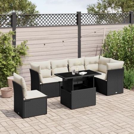 Set de sofás de jardín 7 pzas con cojines ratán sintético negro by vidaXL, Garden sets - Ref: Foro24-3266616, Price: 433,93 €...