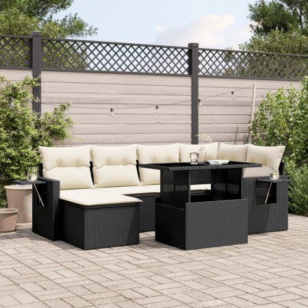 Set de sofás de jardín 7 pzas con cojines ratán sintético negro von vidaXL, Gartensets - Ref: Foro24-3268046, Preis: 449,39 €...