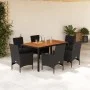Set de comedor jardín 7 pzas con cojines ratán PE acacia negro von vidaXL, Gartensets - Ref: Foro24-3278672, Preis: 531,03 €,...