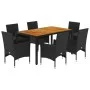 Set de comedor jardín 7 pzas con cojines ratán PE acacia negro von vidaXL, Gartensets - Ref: Foro24-3278672, Preis: 531,03 €,...
