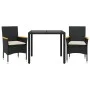 Set comedor jardín 3 pzas cojines ratán sintético vidrio negro von vidaXL, Gartensets - Ref: Foro24-3278645, Preis: 248,99 €,...