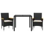 Set comedor jardín 3 pzas cojines ratán sintético vidrio negro by vidaXL, Garden sets - Ref: Foro24-3278645, Price: 218,39 €,...