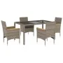 Garten-Essgruppe, 5-teilig, mit synthetischem Rattan und grauem Glas-Kissen. von vidaXL, Gartensets - Ref: Foro24-3278653, Pr...