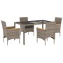Set comedor jardín 5 pzas y cojines ratán sintético vidrio gris by vidaXL, Garden sets - Ref: Foro24-3278653, Price: 419,69 €...