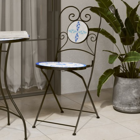Sillas de bistró plegables 2 uds cerámica azul y blanco by vidaXL, Garden chairs - Ref: Foro24-4003404, Price: 140,95 €, Disc...