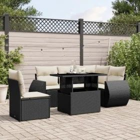 Set de sofás de jardín 6 piezas y cojines ratán sintético negro by vidaXL, Garden sets - Ref: Foro24-3268536, Price: 443,84 €...