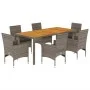 Garten-Essgruppe, 7-teilig, mit Kissen, aus grauem PE-Rattan und Akazienholz. von vidaXL, Gartensets - Ref: Foro24-3278679, P...