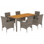 Set de comedor jardín 7 pzas con cojines ratán PE acacia gris by vidaXL, Garden sets - Ref: Foro24-3278679, Price: 549,26 €, ...