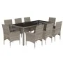 Garten-Essgruppe, 9-teilig, mit synthetischem Rattan und grauem Glas-Kissen. von vidaXL, Gartensets - Ref: Foro24-3278560, Pr...