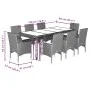 Garten-Essgruppe, 9-teilig, mit synthetischem Rattan und grauem Glas-Kissen. von vidaXL, Gartensets - Ref: Foro24-3278560, Pr...