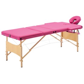 Camilla de masaje plegable 3 zonas madera rosa