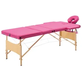 Folding massage table 3 zones pink wood by vidaXL, massage tables - Ref: Foro24-110188, Price: 158,55 €, Discount: %