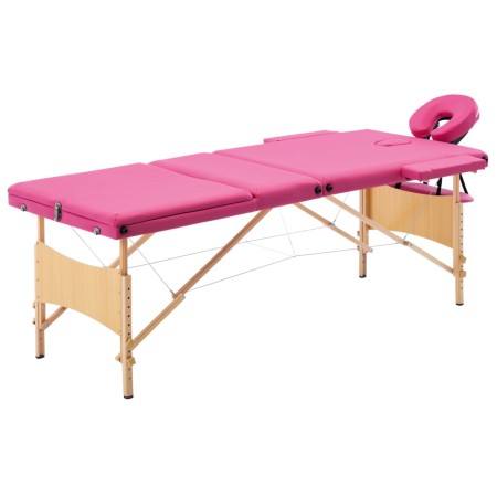Folding massage table 3 zones pink wood by vidaXL, massage tables - Ref: Foro24-110188, Price: 194,39 €, Discount: %