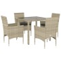 Garten-Essgruppe, 5-teilig, mit PE-Rattan und klarem grauen Glas-Kissen. von vidaXL, Gartensets - Ref: Foro24-3278574, Preis:...