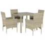 Set comedor jardín 5 pzas y cojines ratán PE vidrio gris claro by vidaXL, Garden sets - Ref: Foro24-3278574, Price: 346,76 €,...