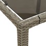 Set comedor jardín 5 pzas y cojines ratán PE vidrio gris claro