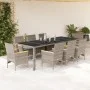 Set comedor jardín 9 pzas y cojines ratán sintético vidrio gris by vidaXL, Garden sets - Ref: Foro24-3278735, Price: 774,38 €...