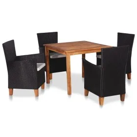Set de comedor de jardín 5 pzas ratán sintético negro y marrón de vidaXL, Conjuntos de jardín - Ref: Foro24-49115, Precio: 34...