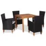 Set de comedor de jardín 5 pzas ratán sintético negro y marrón de vidaXL, Conjuntos de jardín - Ref: Foro24-49115, Precio: 34...