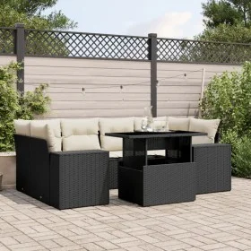 Set de sofás de jardín 7 pzas con cojines ratán sintético negro by vidaXL, Garden sets - Ref: Foro24-3269016, Price: 507,01 €...